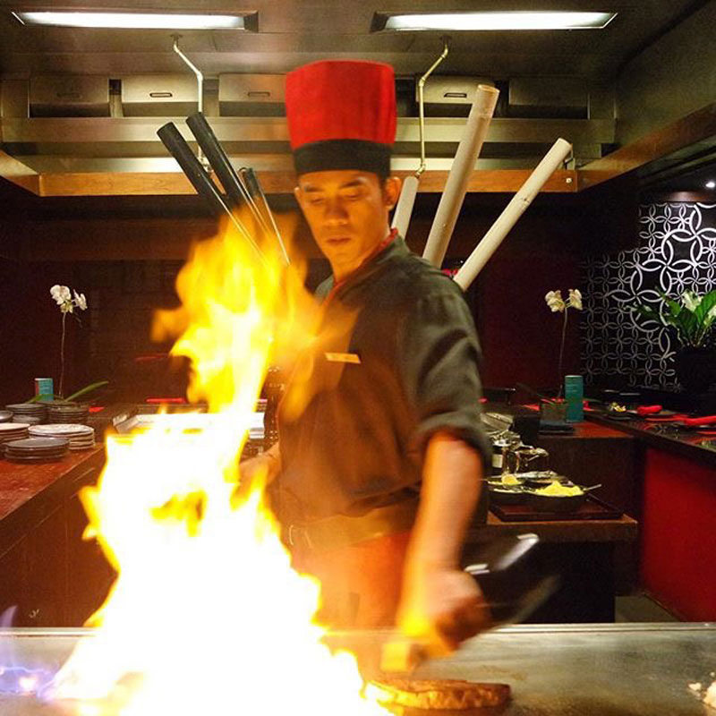 Chef on fire at KO Japanese Restaurant